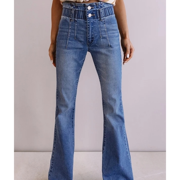 Litz High Smocked Flare Jeans - Picture 2 of 4